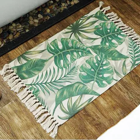 Retro Bohemian Hand-Woven Cotton-Linen Rug – Geometric Anti-Slip