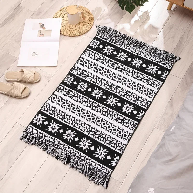 Persian Style Striped Linen Door Mat Washable