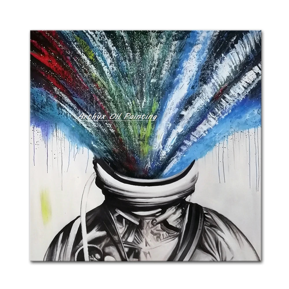 Hand-Painted Abstract Face Oil Painting on Canvas – Modern Wall Art for Living Room