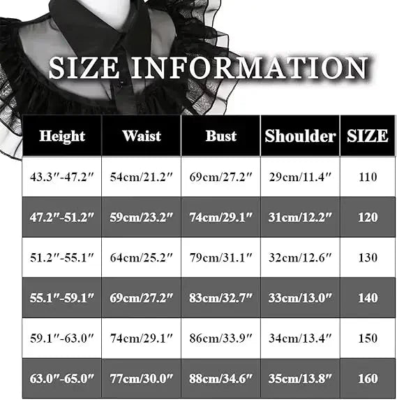  Wednesday Addams Cosplay Dress For Girl Kids Movie Black Dress Adult Women's Dress Halloween Carnival Party Role Play Set