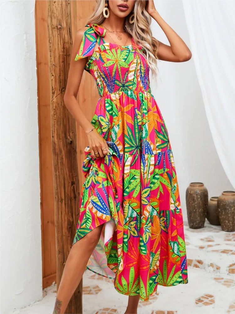 Women’s Floral Spaghetti Strap Maxi Dress