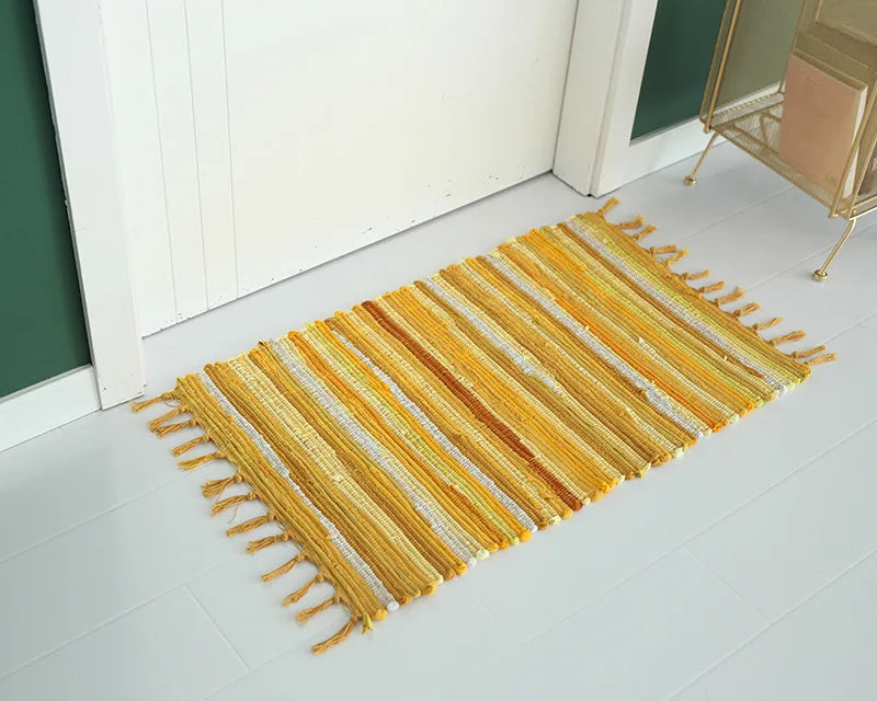 Colorful Knitted Striped Rug for Home