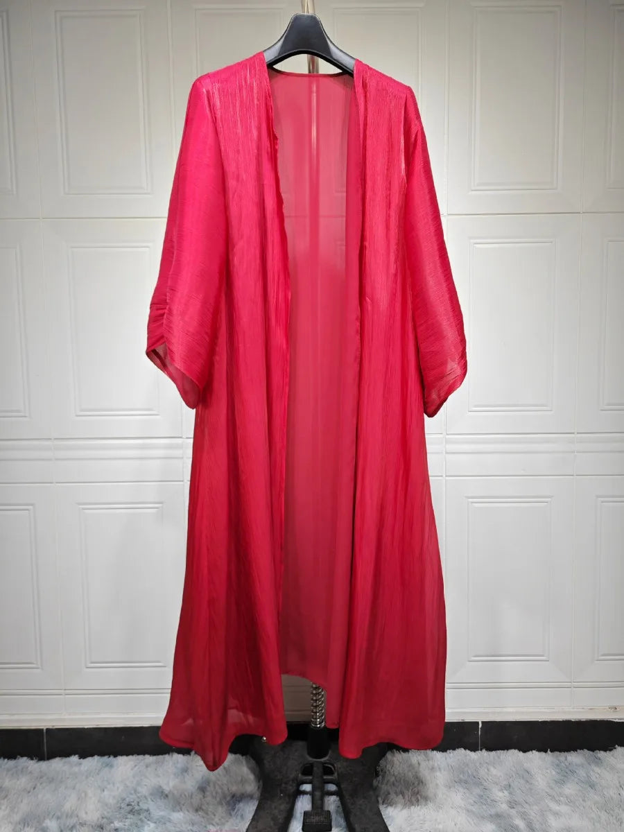 Women’s Long Sleeve Silky Abaya – Elegant Maxi Kaftan