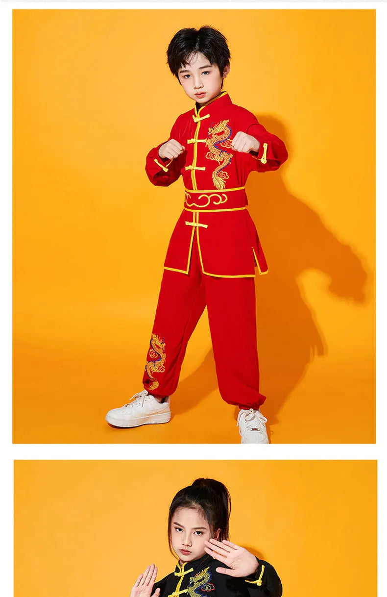 Kung Fu Martial Arts Costumes 2 Piece Set Perform Boy Tai Chi Uniform Children's Sets Outfit Kids Clothes Girls Wushu Baby Suit