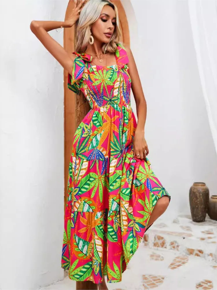 Women’s Floral Spaghetti Strap Maxi Dress