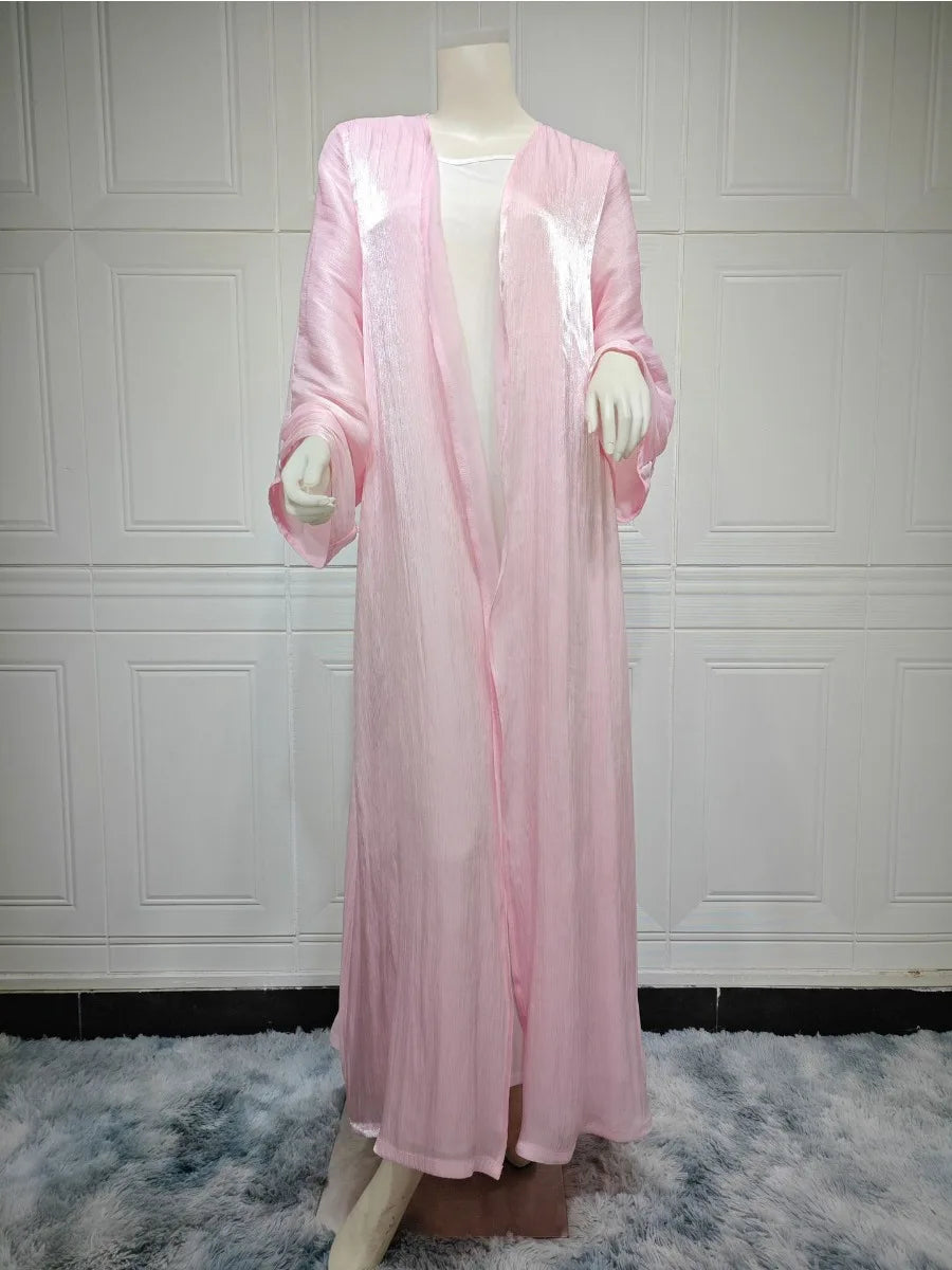 Women’s Long Sleeve Silky Abaya – Elegant Maxi Kaftan