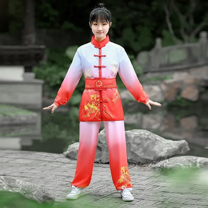 Kung Fu Martial Arts Costumes 2 Piece Set Perform Boy Tai Chi Uniform Children's Sets Outfit Kids Clothes Girls Wushu Baby Suit