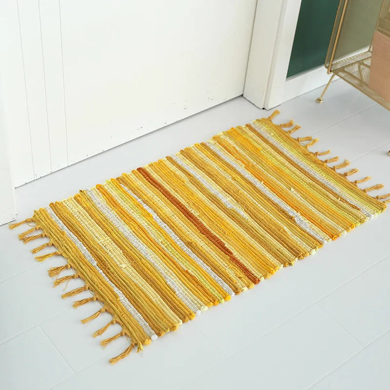 Colorful Knitted Striped Rug for Home