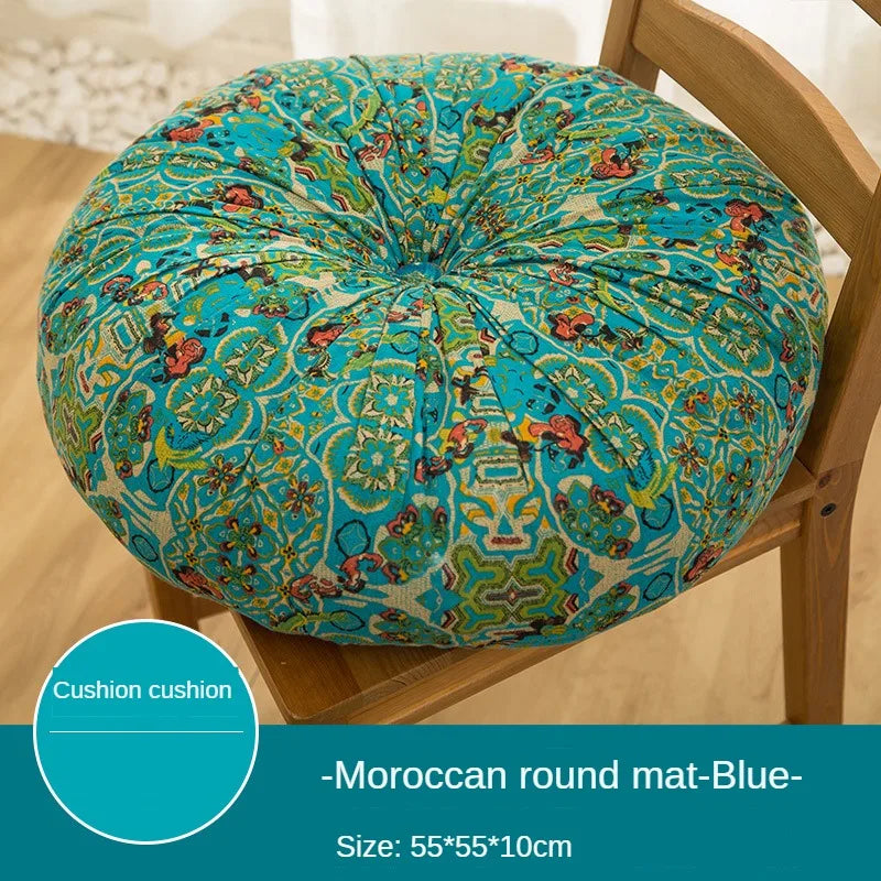Cotton Linen Floor Pouf Ottoman
