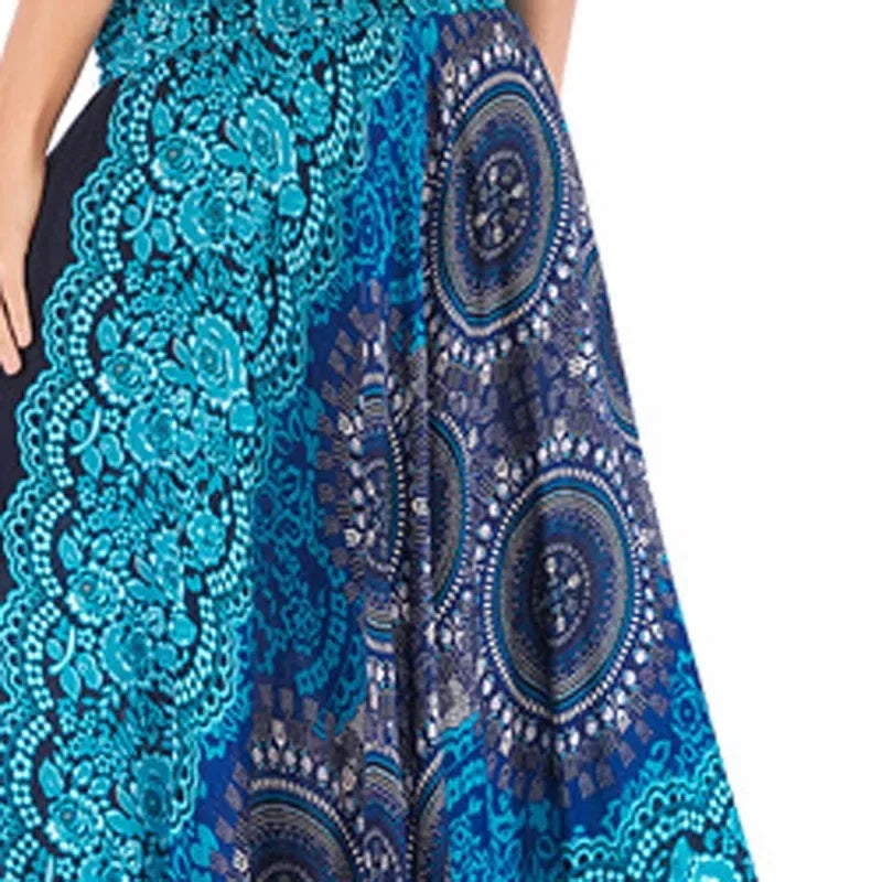 Women’s Boho Floral Long Skirt – Elastic Waist Casual Faldas