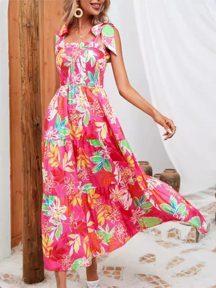 Women’s Floral Spaghetti Strap Maxi Dress
