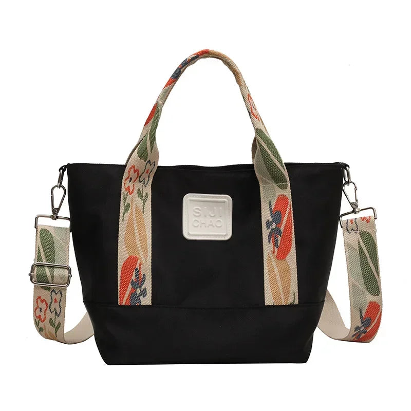 Nylon Shoulder Crossbody Bags For Women Water Resistant Floral Strap Large Capacity