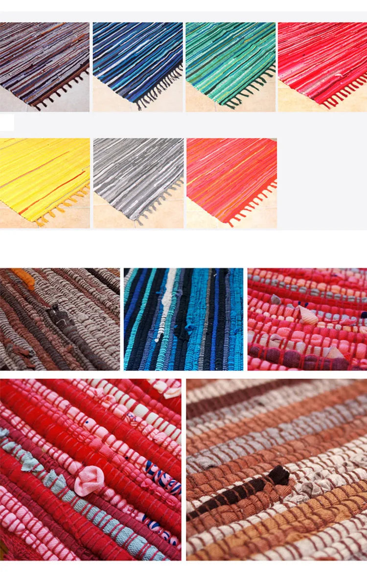 Colorful Knitted Striped Rug for Home