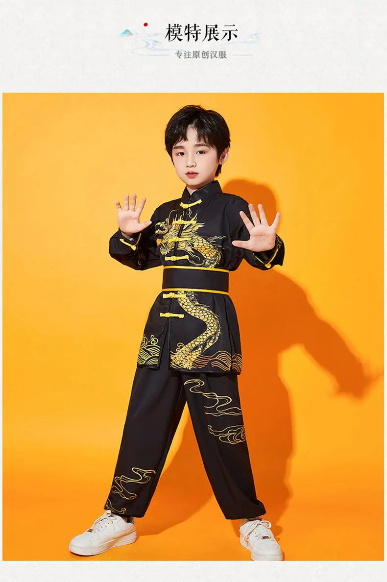 Kung Fu Martial Arts Costumes 2 Piece Set Perform Boy Tai Chi Uniform Children's Sets Outfit Kids Clothes Girls Wushu Baby Suit