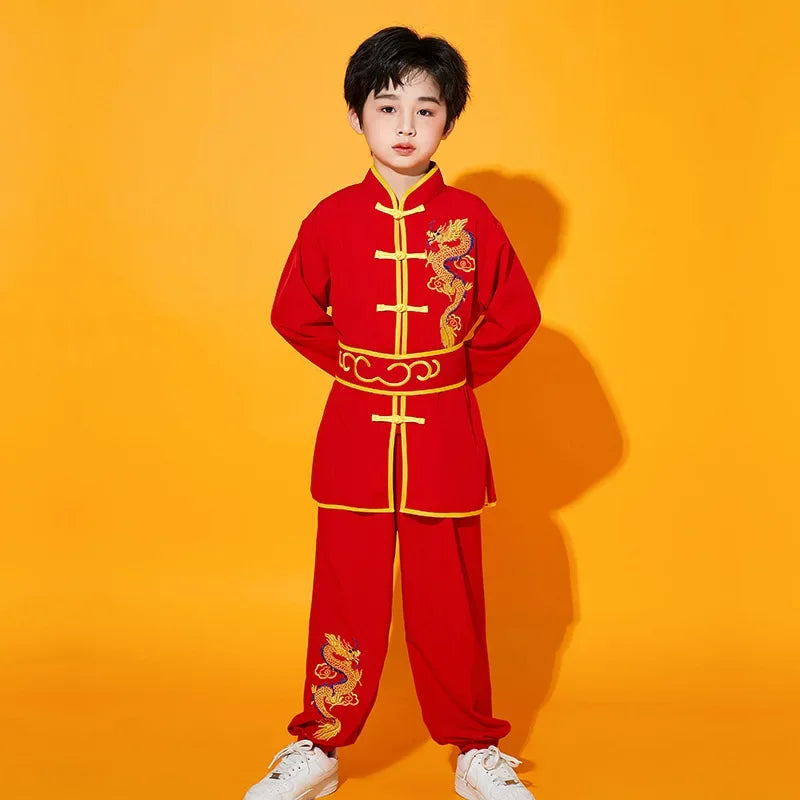 Kung Fu Martial Arts Costumes 2 Piece Set Perform Boy Tai Chi Uniform Children's Sets Outfit Kids Clothes Girls Wushu Baby Suit