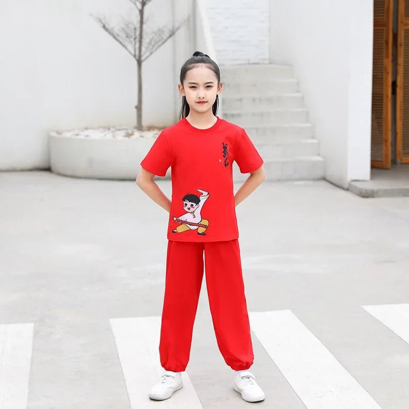 Kung Fu Martial Arts Costumes 2 Piece Set Perform Boy Tai Chi Uniform Children's Sets Outfit Kids Clothes Girls Wushu Baby Suit
