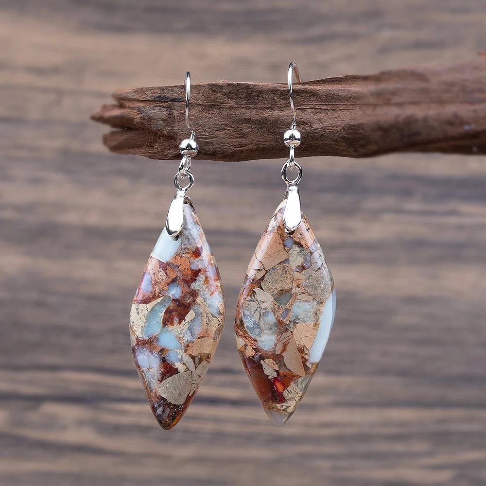 Women’s Emperor Jasper Dangle Earrings – Natural Healing Stone