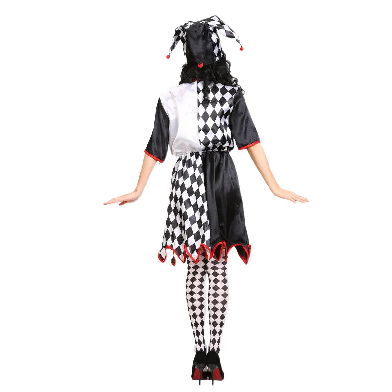 Halloween Costumes Funny Fun Cosplay Clown Costume & Hat for Adults Man Women Innovative Set Carnival Dress Up Party