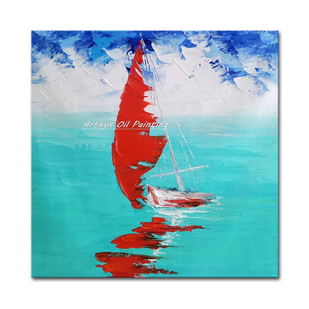 Abstract Boat Canvas Wall Art – Modern Ship Painting