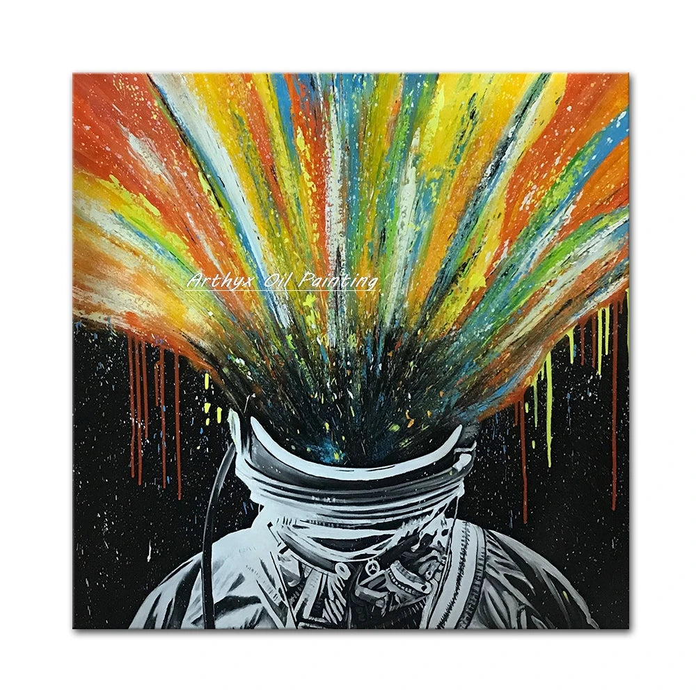 Hand-Painted Abstract Face Oil Painting on Canvas – Modern Wall Art for Living Room