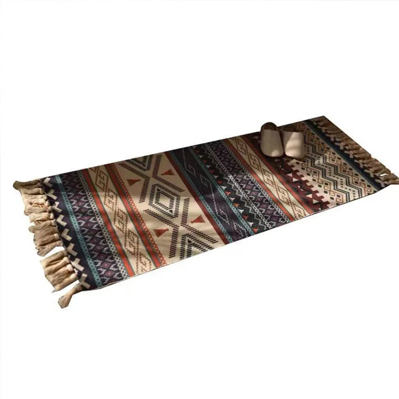 Bohemian Plaid Woven Rug – Anti-Slip Hand Washable