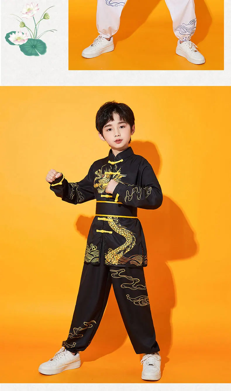 Kung Fu Martial Arts Costumes 2 Piece Set Perform Boy Tai Chi Uniform Children's Sets Outfit Kids Clothes Girls Wushu Baby Suit