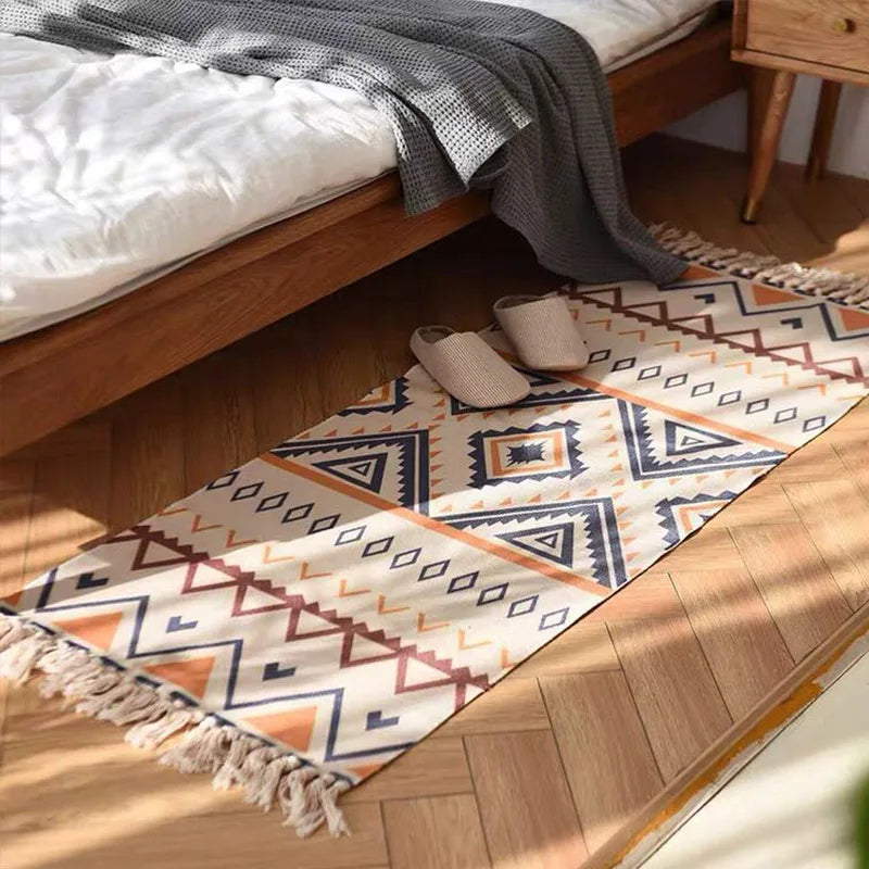 Bohemian Plaid Woven Rug – Anti-Slip Hand Washable