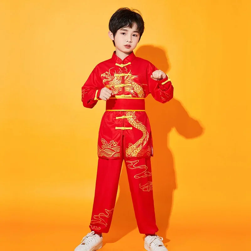 Kung Fu Martial Arts Costumes 2 Piece Set Perform Boy Tai Chi Uniform Children's Sets Outfit Kids Clothes Girls Wushu Baby Suit