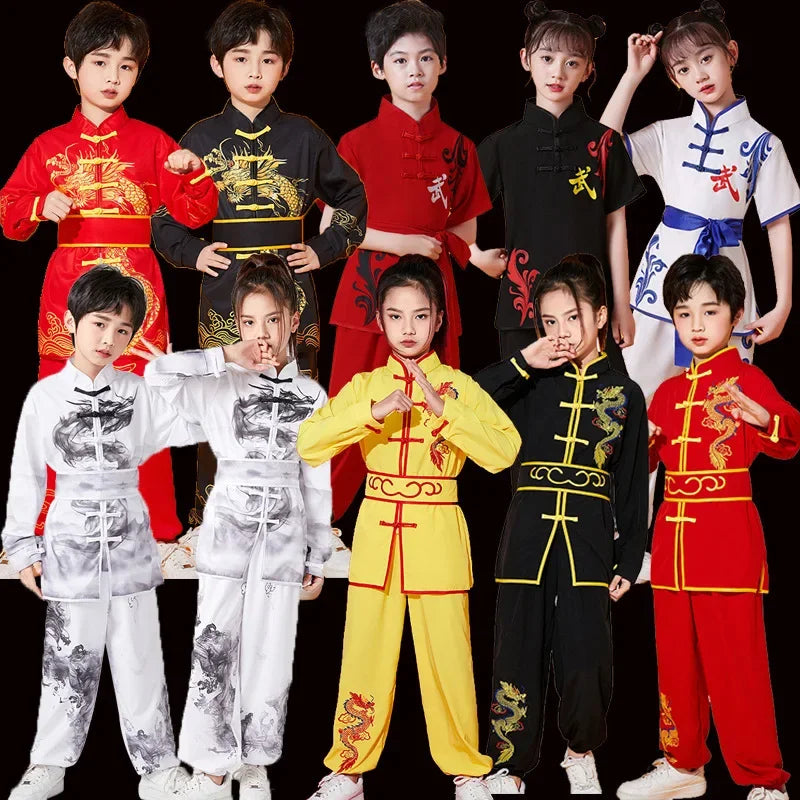 Kung Fu Martial Arts Costumes 2 Piece Set Perform Boy Tai Chi Uniform Children's Sets Outfit Kids Clothes Girls Wushu Baby Suit