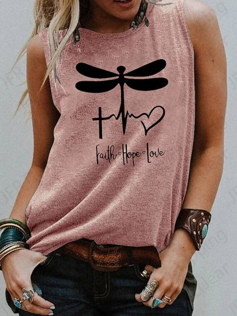 Feather Print Tank Tops Women's Fashion Sleeveless Vest Sexy Casual Vintage Tanks Top Casual Crew Neck Tops Womens Clothing 2024