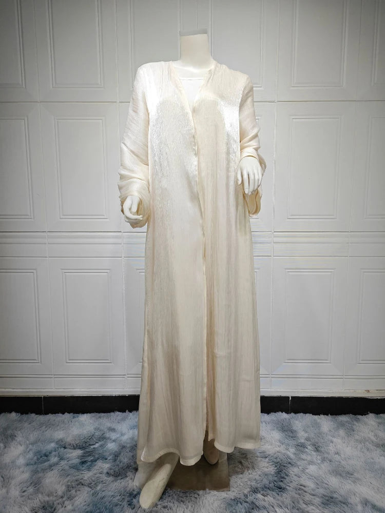 Women’s Long Sleeve Silky Abaya – Elegant Maxi Kaftan