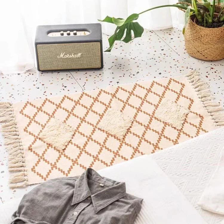 Persian Style Striped Linen Door Mat Washable