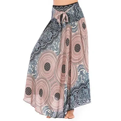 Women’s Boho Floral Long Skirt – Elastic Waist Casual Faldas
