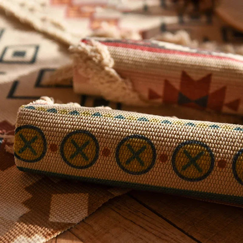 Persian Style Striped Linen Door Mat Washable