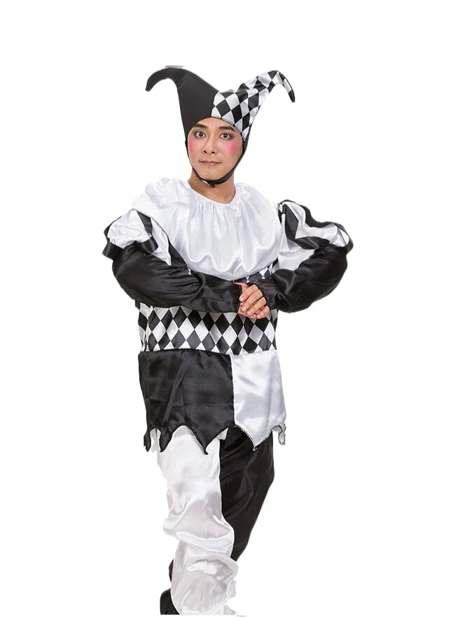 Halloween Costumes Funny Fun Cosplay Clown Costume & Hat for Adults Man Women Innovative Set Carnival Dress Up Party