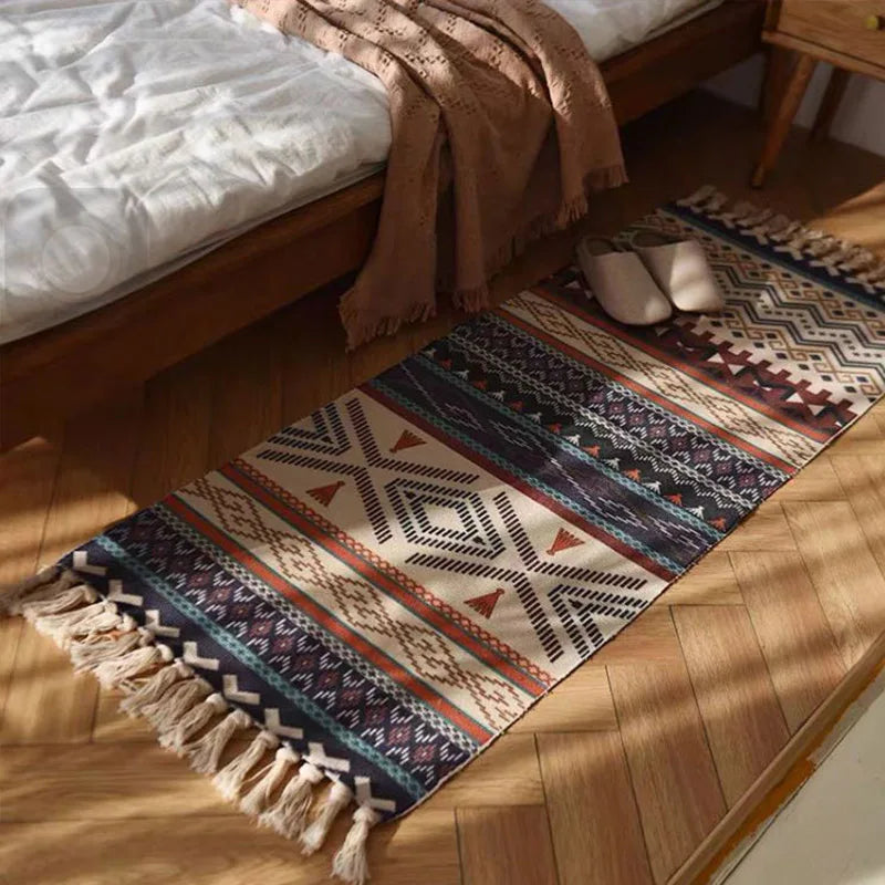Bohemian Plaid Woven Rug – Anti-Slip Hand Washable
