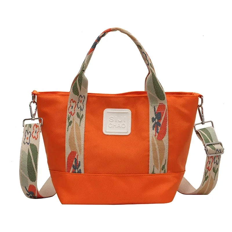 Nylon Shoulder Crossbody Bags For Women Water Resistant Floral Strap Large Capacity