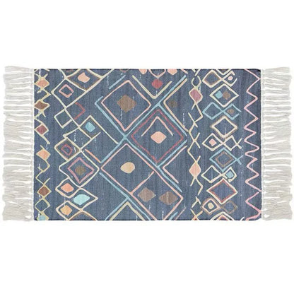 Retro Bohemian Hand-Woven Cotton-Linen Rug – Geometric Anti-Slip