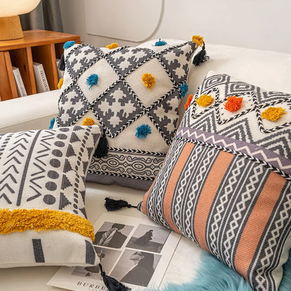 Embroidered Cushion Cover with Tassels
