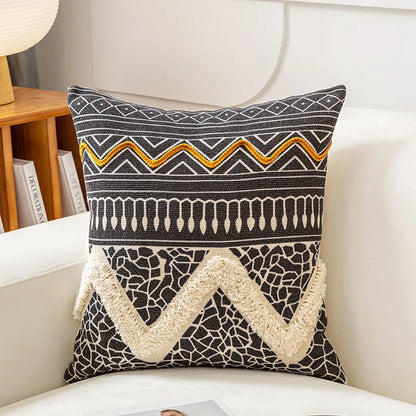 Embroidered Cushion Cover with Tassels