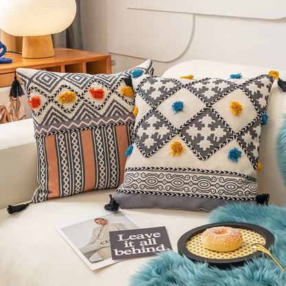 Embroidered Cushion Cover with Tassels