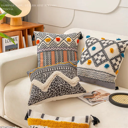 Embroidered Cushion Cover with Tassels
