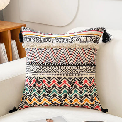 Embroidered Cushion Cover with Tassels