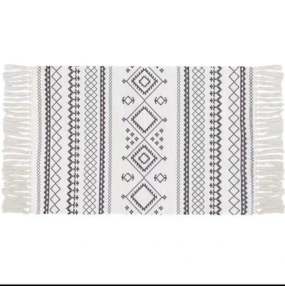 Retro Bohemian Hand-Woven Cotton-Linen Rug – Geometric Anti-Slip