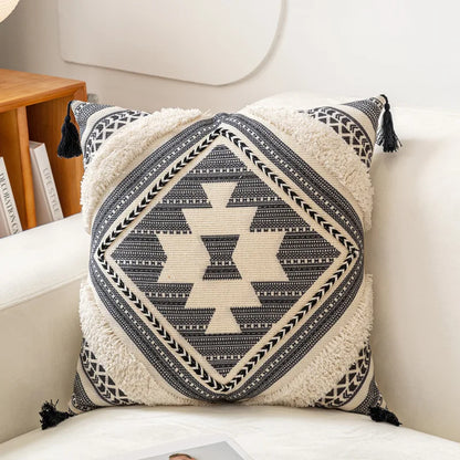 Embroidered Cushion Cover with Tassels