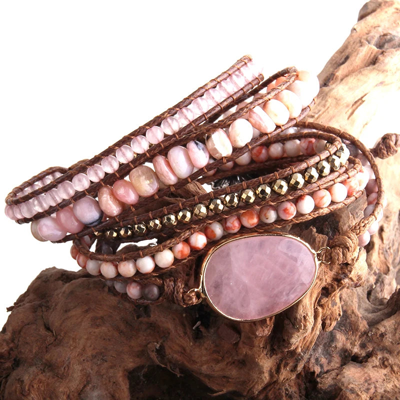 Handmade Wrap Bracelet – 5-Strand Natural Stone