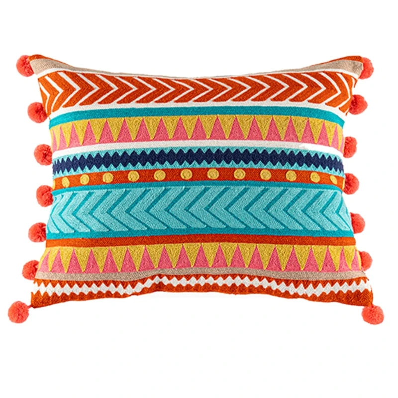 Vintage Boho Tufted Lumbar Pillow Cover – Embroidered