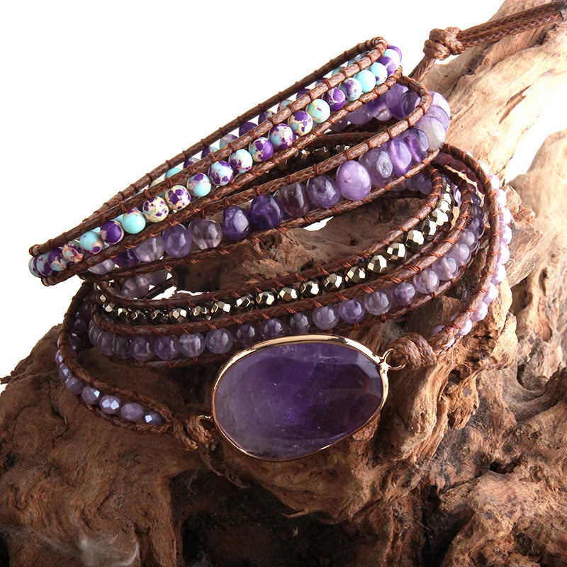 Handmade Wrap Bracelet – 5-Strand Natural Stone
