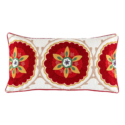 Vintage Boho Tufted Lumbar Pillow Cover – Embroidered