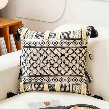 Embroidered Cushion Cover with Tassels
